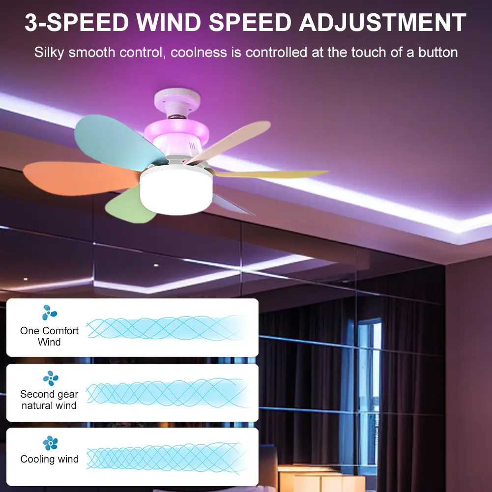 40W Flush Mount Ceiling Fan Lamp with Remote Ceiling Fan Chandelier Stepless Dimming Decorative Ceiling Fanlight for Bedroom