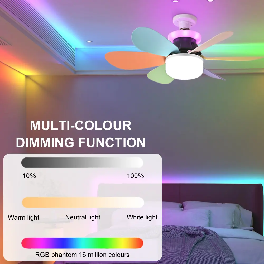 40W Flush Mount Ceiling Fan Lamp with Remote Ceiling Fan Chandelier Stepless Dimming Decorative Ceiling Fanlight for Bedroom