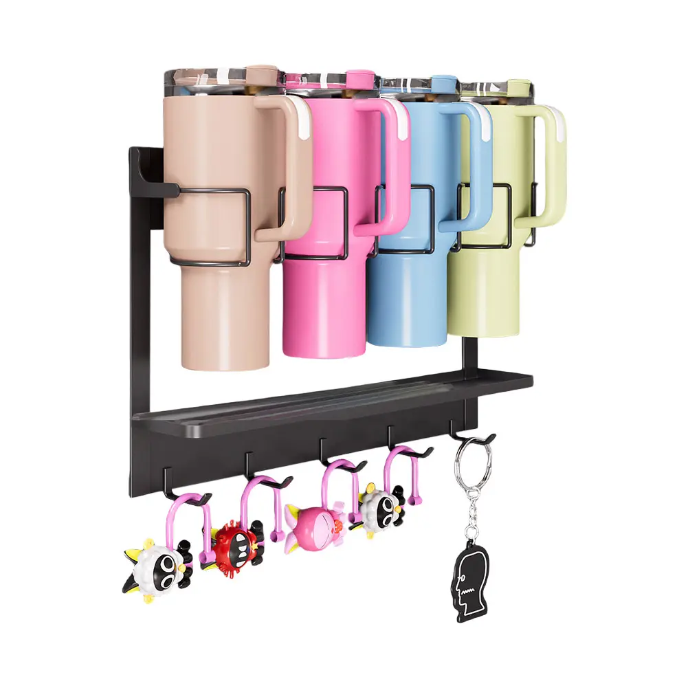 Water Bottle Organizer Holder Magnetic with Hook Cup Rack Space Saving Bottle Organizer for Stanley Cup 40oz Tumbler with Handle