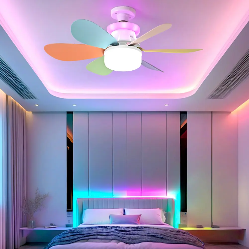 40W Flush Mount Ceiling Fan Lamp with Remote Ceiling Fan Chandelier Stepless Dimming Decorative Ceiling Fanlight for Bedroom