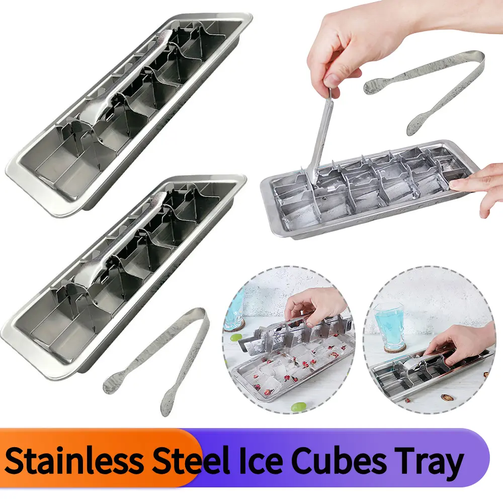 Stainless Steel Ice Cubes Tray 18-Slot Metal Ice Cubes Tray with Easy Release Handle Ice Cubes Maker