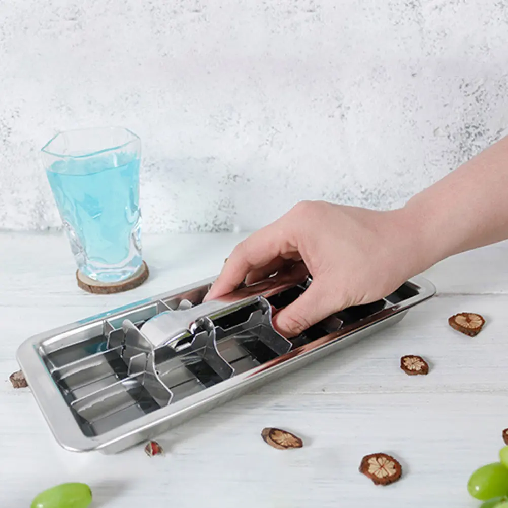 Stainless Steel Ice Cubes Tray 18-Slot Metal Ice Cubes Tray with Easy Release Handle Ice Cubes Maker