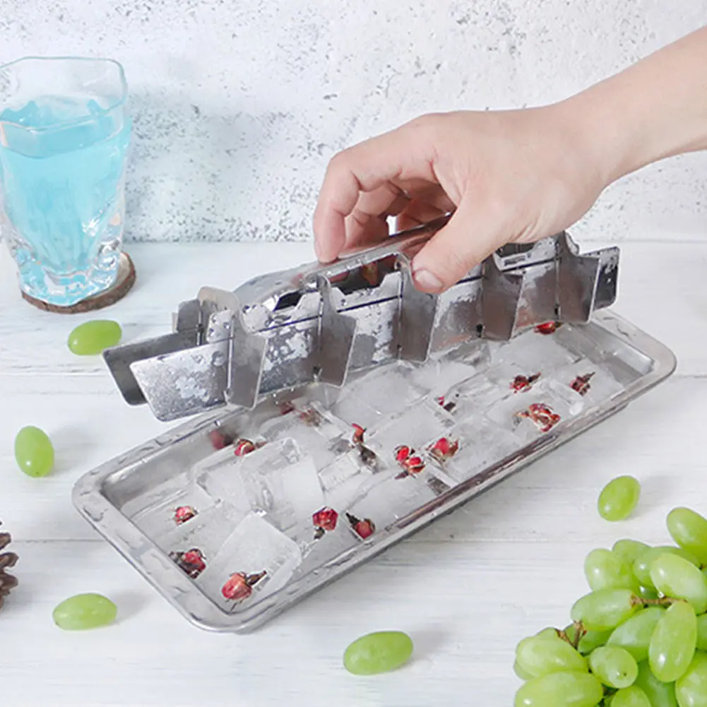 Stainless Steel Ice Cubes Tray 18-Slot Metal Ice Cubes Tray with Easy Release Handle Ice Cubes Maker