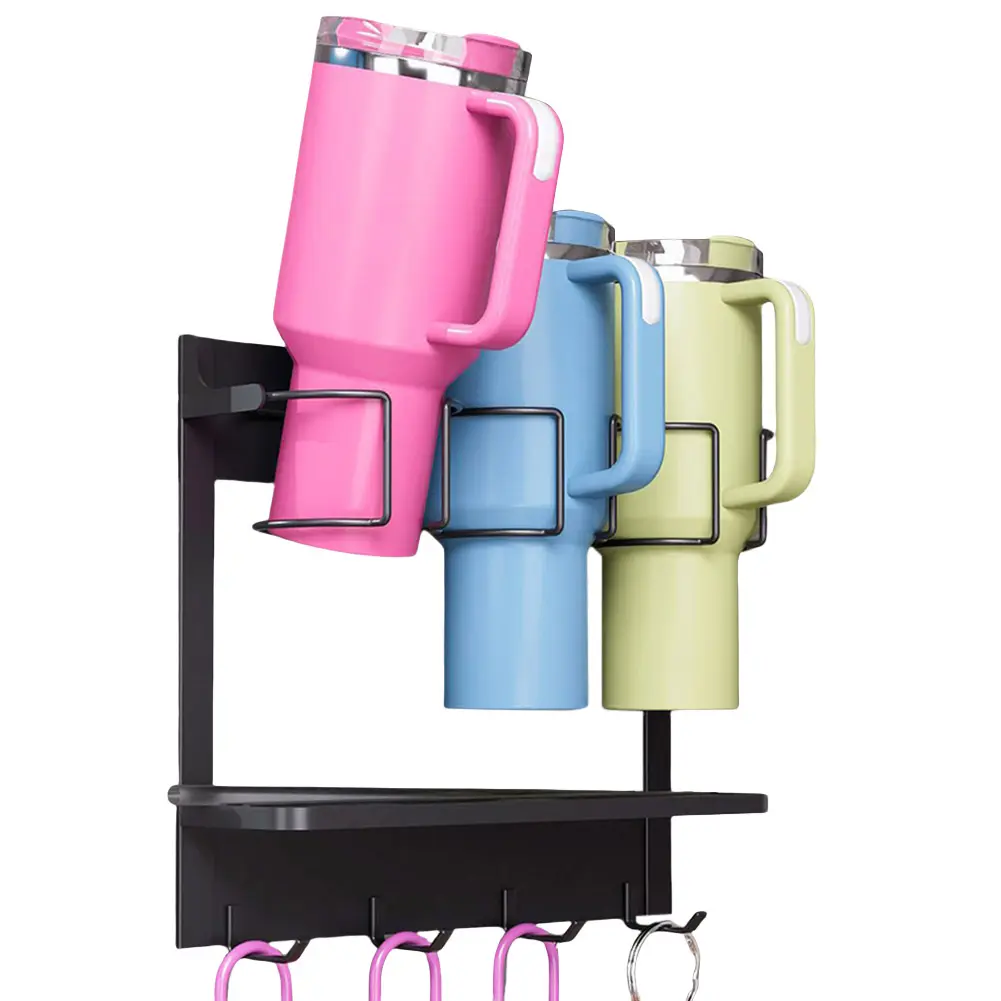 Water Bottle Organizer Holder Magnetic with Hook Cup Rack Space Saving Bottle Organizer for Stanley Cup 40oz Tumbler with Handle
