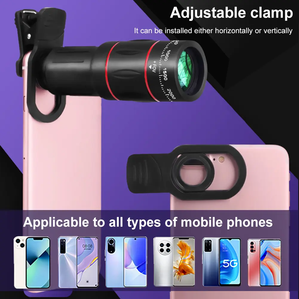 18X Telephoto Phone Lens with Phone Clip Zoom Cellphone Camera Lens Universal External Zoom Camera Lens for Android & iPhone