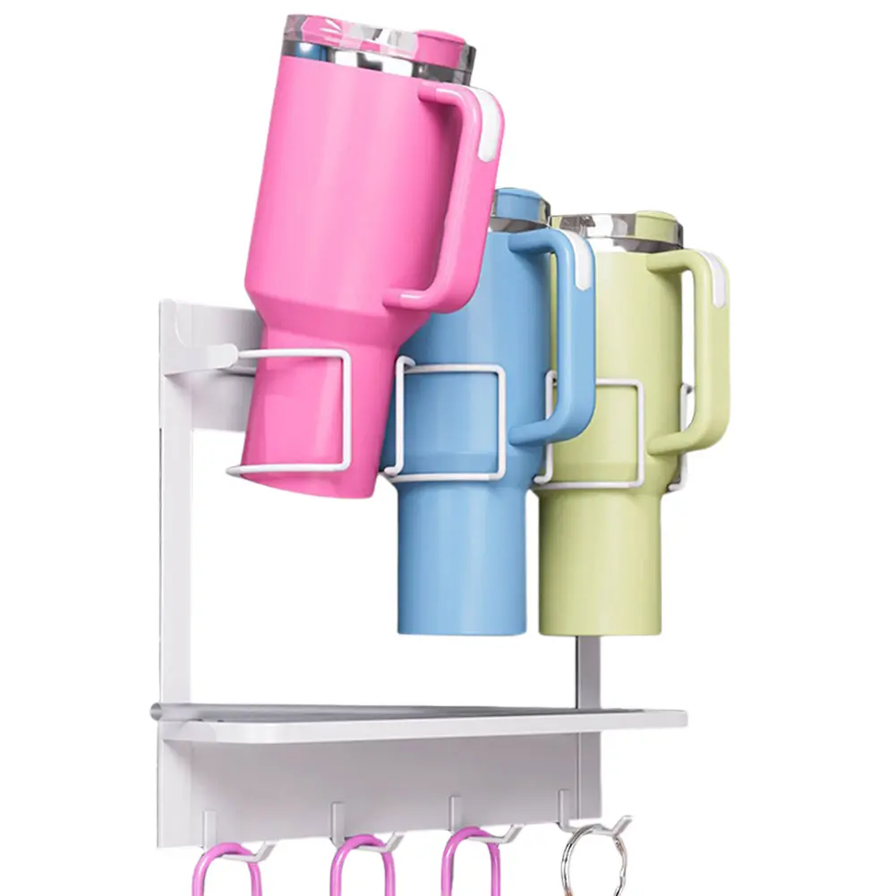 Water Bottle Organizer Holder Magnetic with Hook Cup Rack Space Saving Bottle Organizer for Stanley Cup 40oz Tumbler with Handle