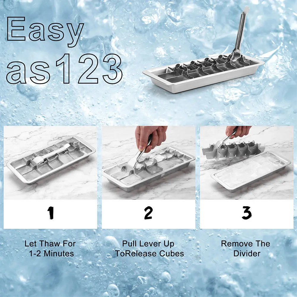 Stainless Steel Ice Cubes Tray 18-Slot Metal Ice Cubes Tray with Easy Release Handle Ice Cubes Maker