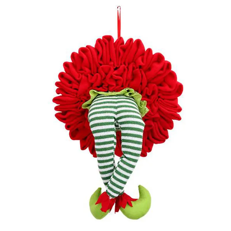 Christmas Elf Leg Wreath Christmas Thief Wreath Xmas Tree Topper Garland Ornaments Door Hanging Pendants for Front Door