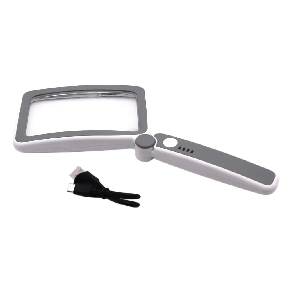 Handheld Magnifiers 10LED Lights Folding Illuminated Magnifier 4X USB Charging with Power Display for Elderly Reading Newspapers