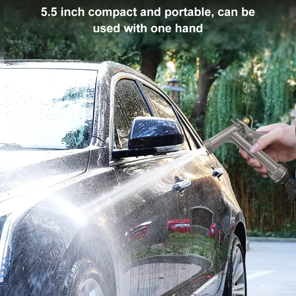 5.5inch Metal Hose Spray Nozzle with Threaded Front Multifunction Pistol Nozzle for Watering Plants Washing Car Showering Pet