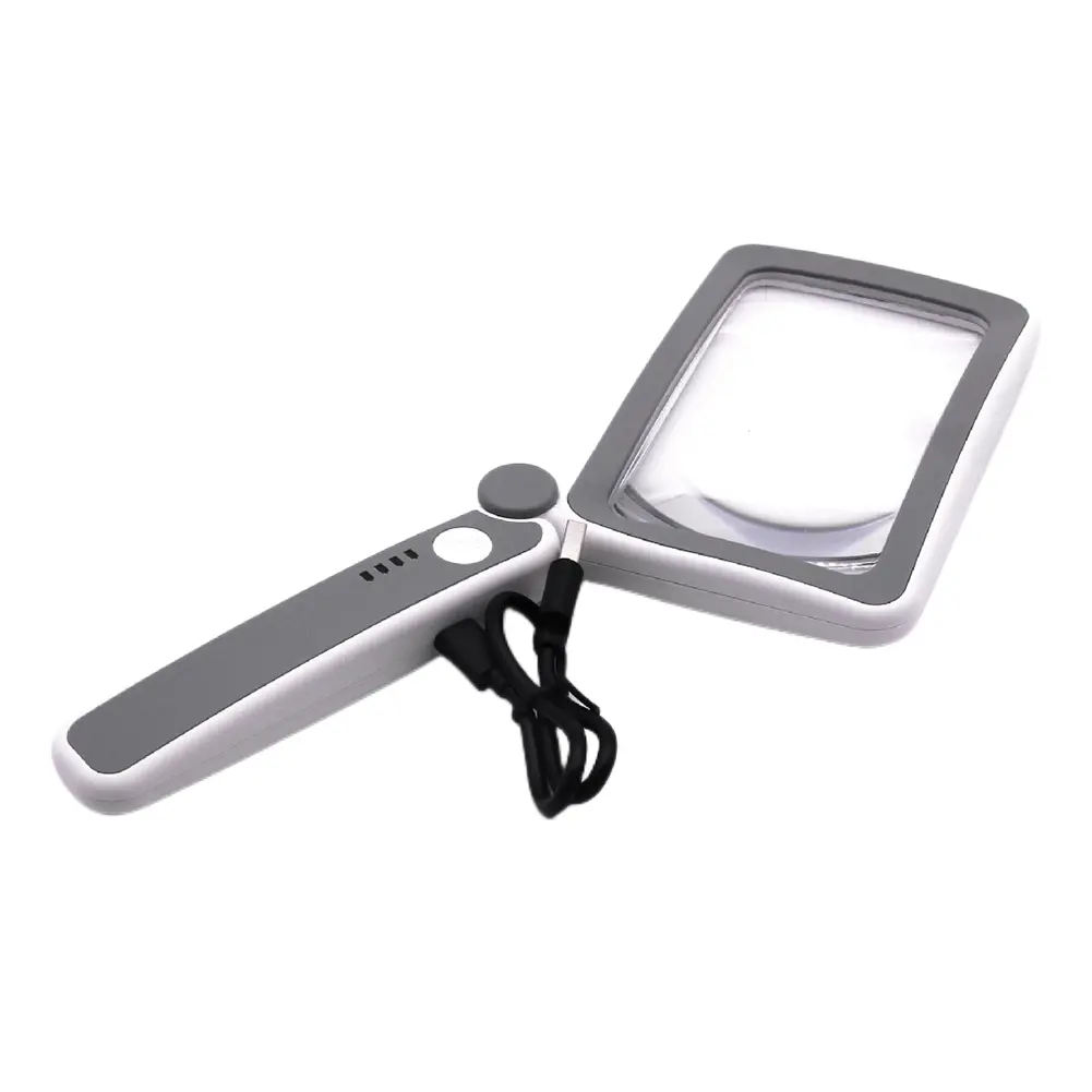 Handheld Magnifiers 10LED Lights Folding Illuminated Magnifier 4X USB Charging with Power Display for Elderly Reading Newspapers