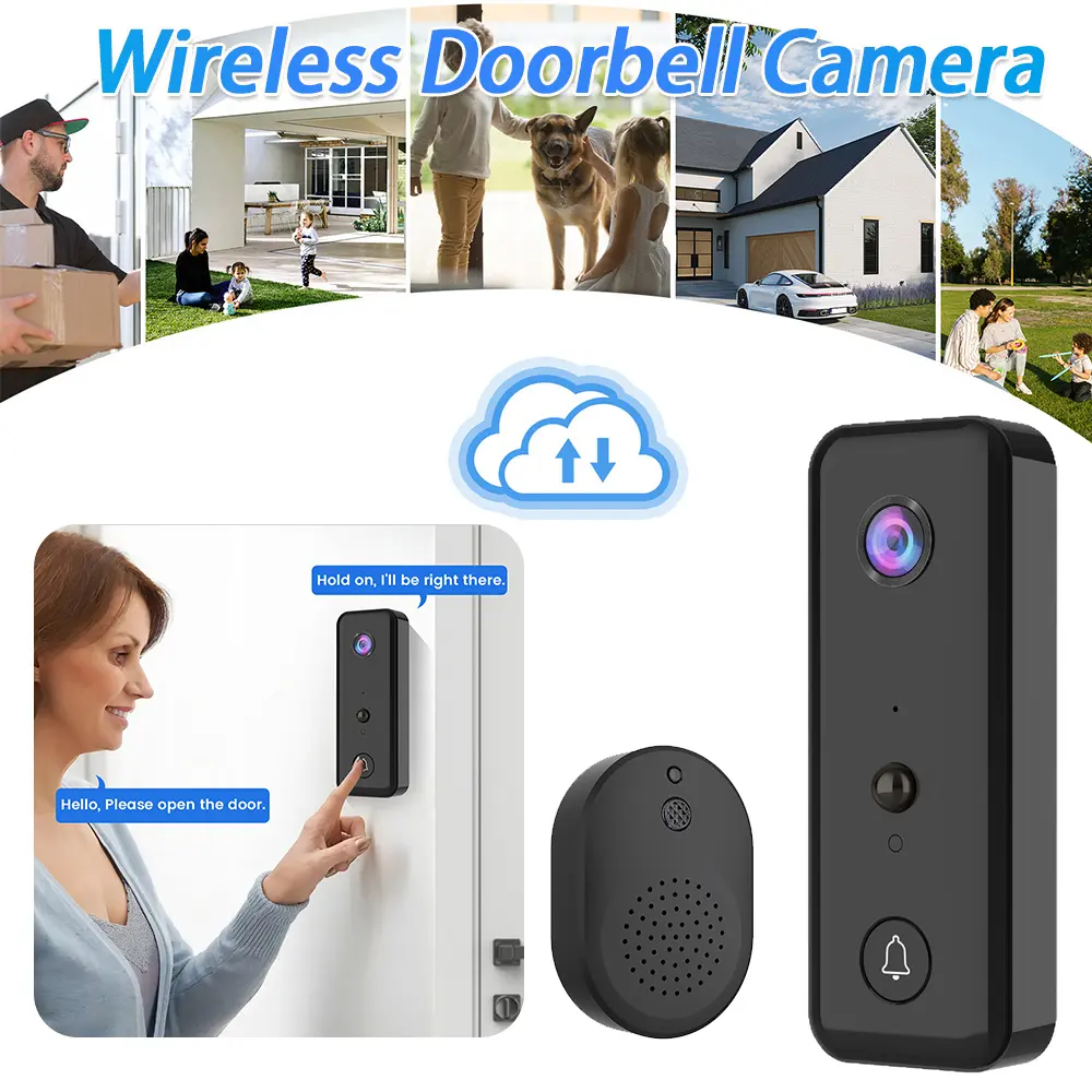 Wireless Video Doorbell 2-Way Audio Wireless Door Bell PIR Motion Detection for Home Office