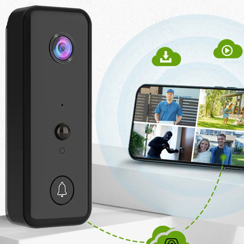 Wireless Video Doorbell 2-Way Audio Wireless Door Bell PIR Motion Detection for Home Office