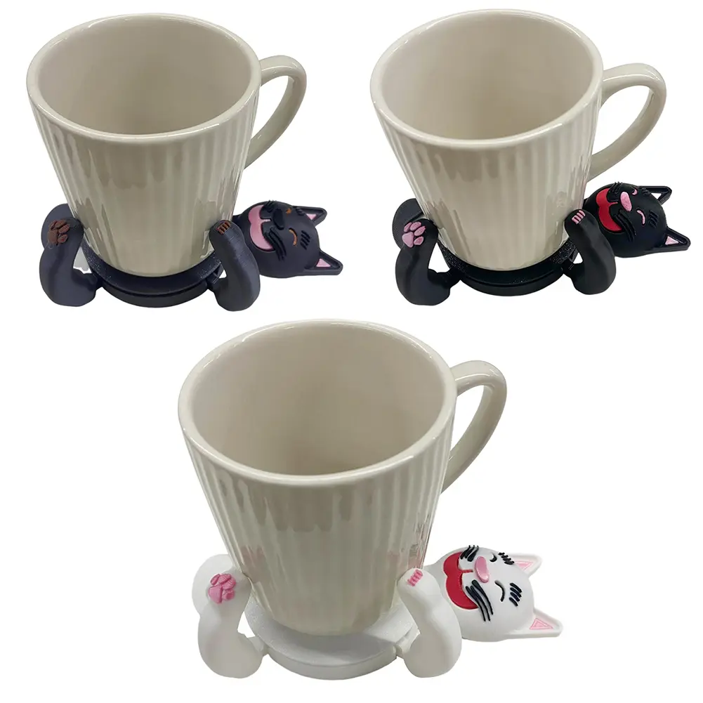 3D Print Insulated Coaster Ornament Stress Relieve Mug Base Decoration Cute Kitten Mug Holder for Home Decoration