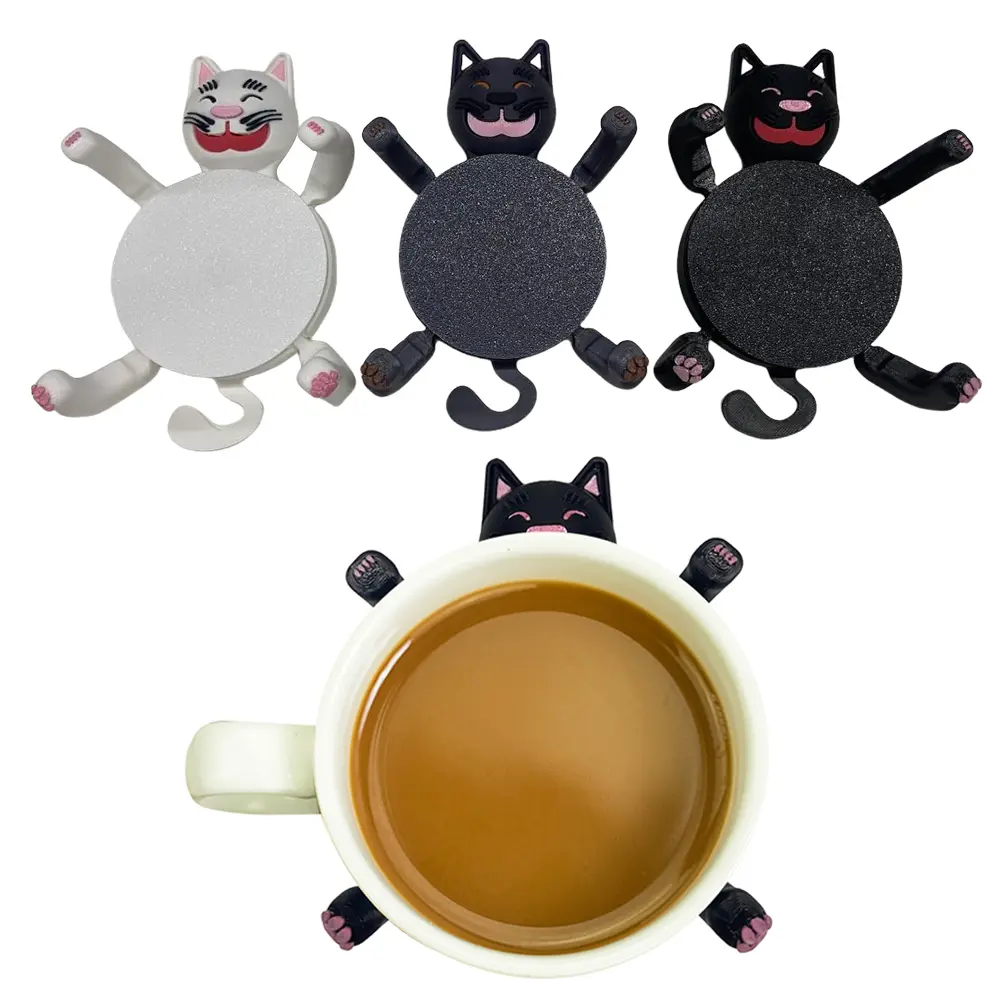 3D Print Insulated Coaster Ornament Stress Relieve Mug Base Decoration Cute Kitten Mug Holder for Home Decoration