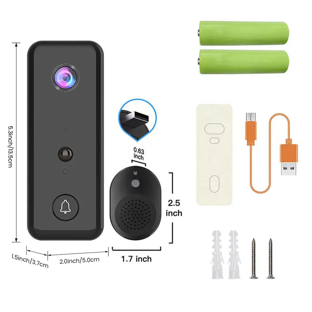 Wireless Video Doorbell 2-Way Audio Wireless Door Bell PIR Motion Detection for Home Office