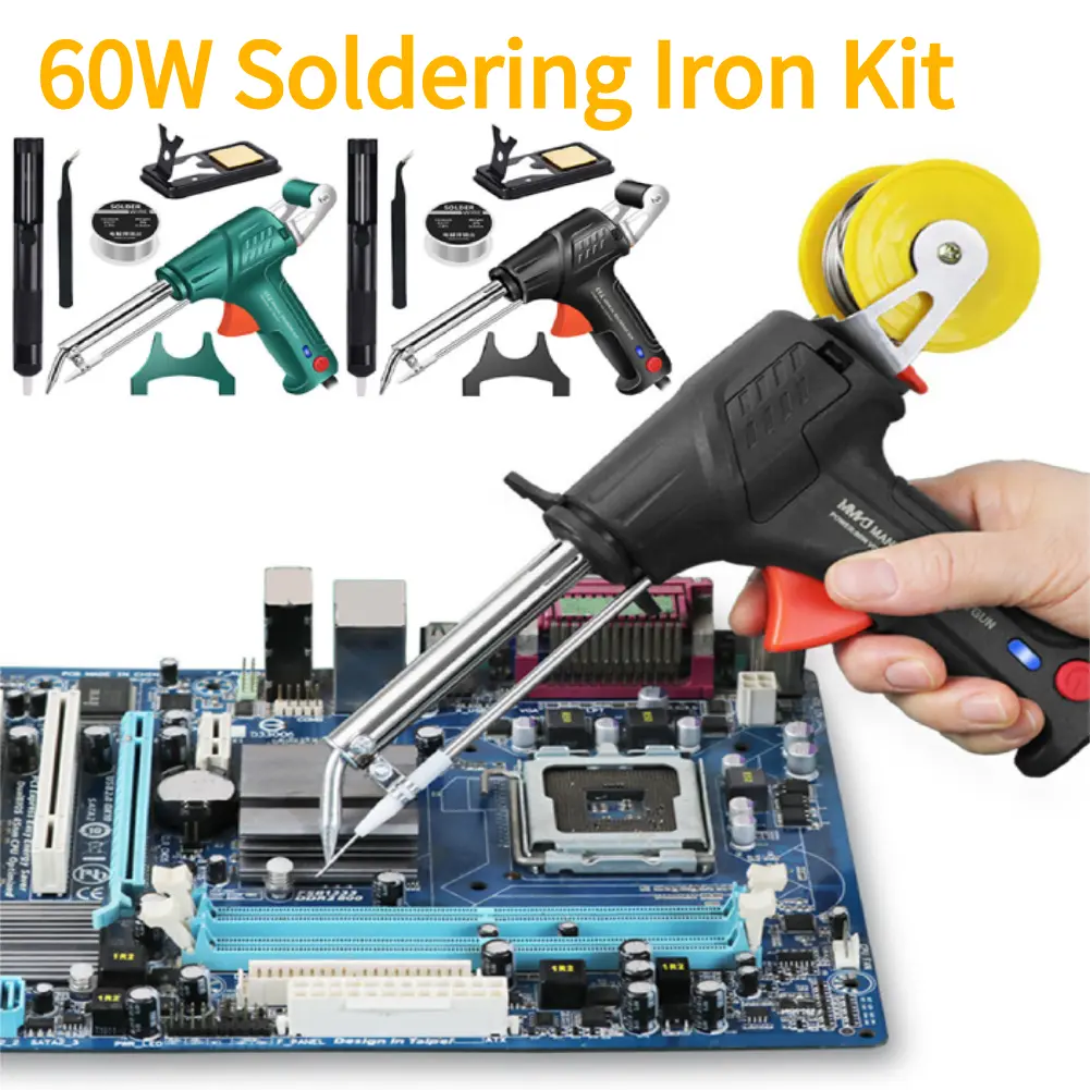 Multi-Function Soldering Iron 60W Up To 480C Soldering Gun Set Solder Wire Desoldering Pump Tweezers Internal Heat Soldering Gun