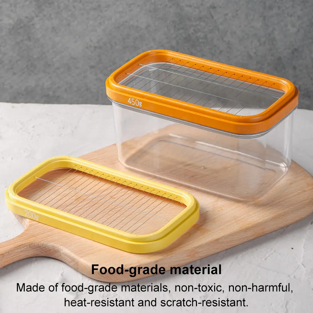Butter Slicer Cutter Anti-Scratch Plastic Butter Keeper Reusable Butter Slice Container for Countertop Or Fridge