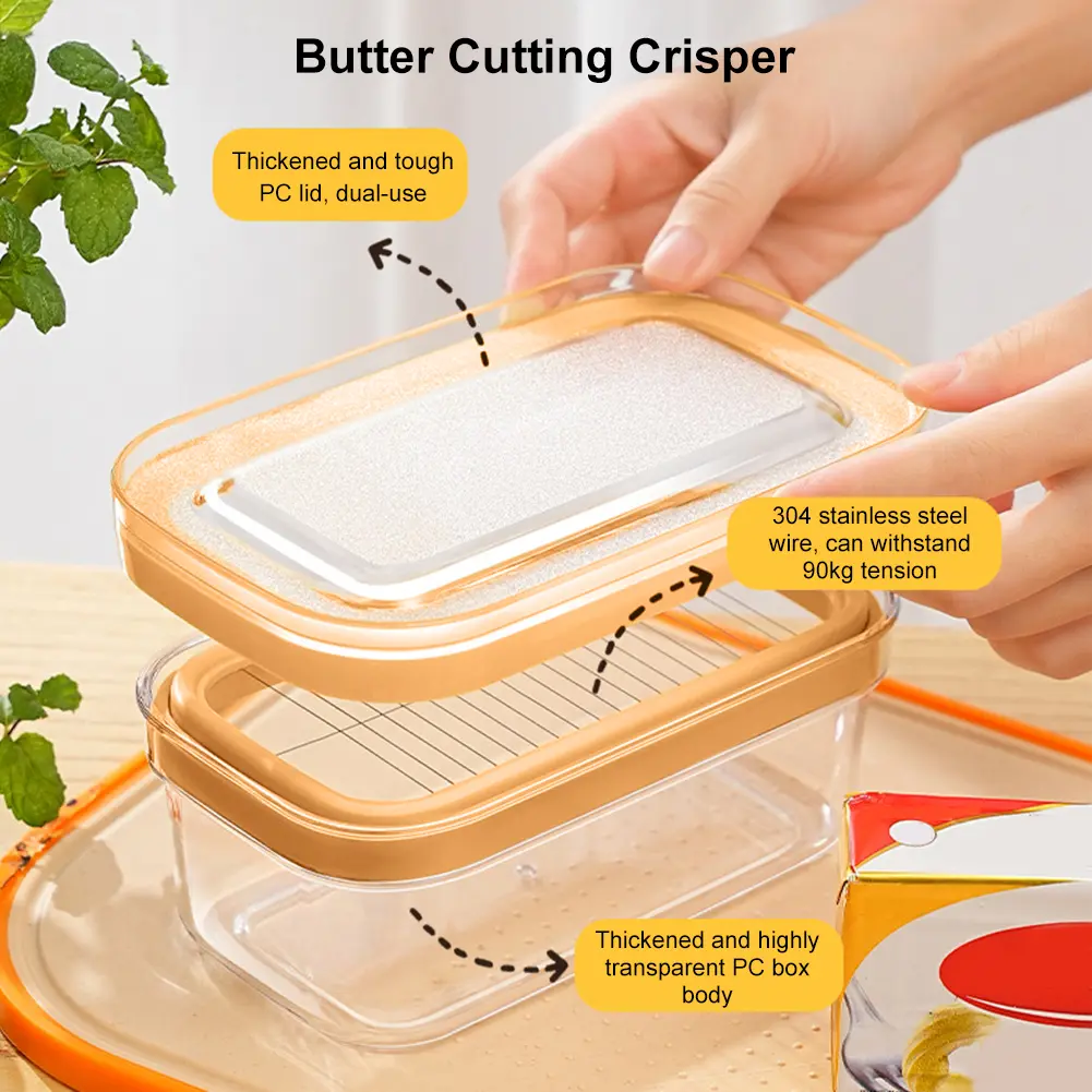Butter Slicer Cutter Anti-Scratch Plastic Butter Keeper Reusable Butter Slice Container for Countertop Or Fridge