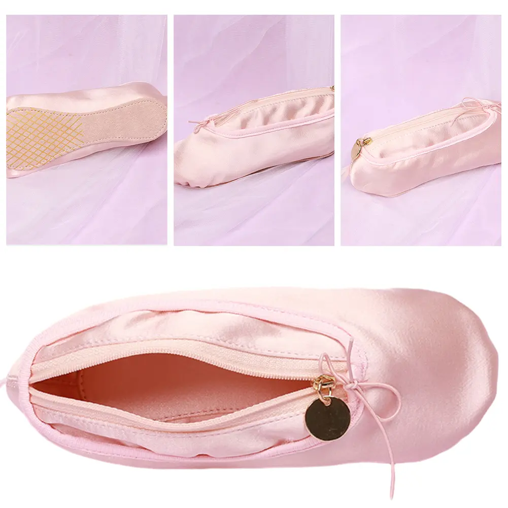Ballet Shoe Personalized Makeup Bag Pink Cosmetic Organizer Bag Creative Portable Cosmetic Pouch for Dancers and Ballet Lovers