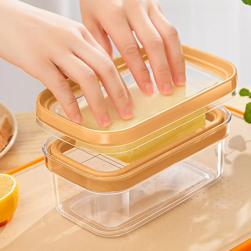 Butter Slicer Cutter Anti-Scratch Plastic Butter Keeper Reusable Butter Slice Container for Countertop Or Fridge