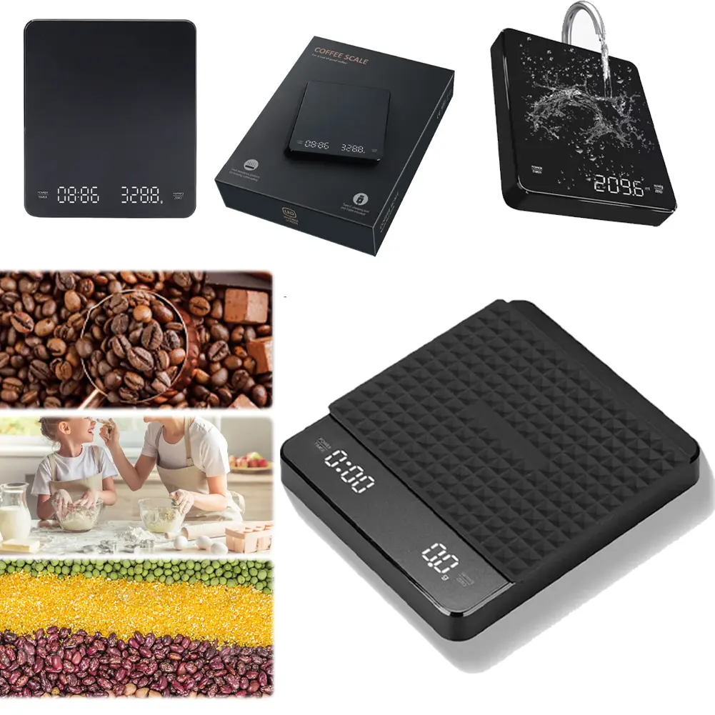 Mini Coffee Scale with Timer Espresso Scale Auto Tare Rechargeable 3kg/0.1g Portable Digital Kitchen Scale for Pour Over Coffee