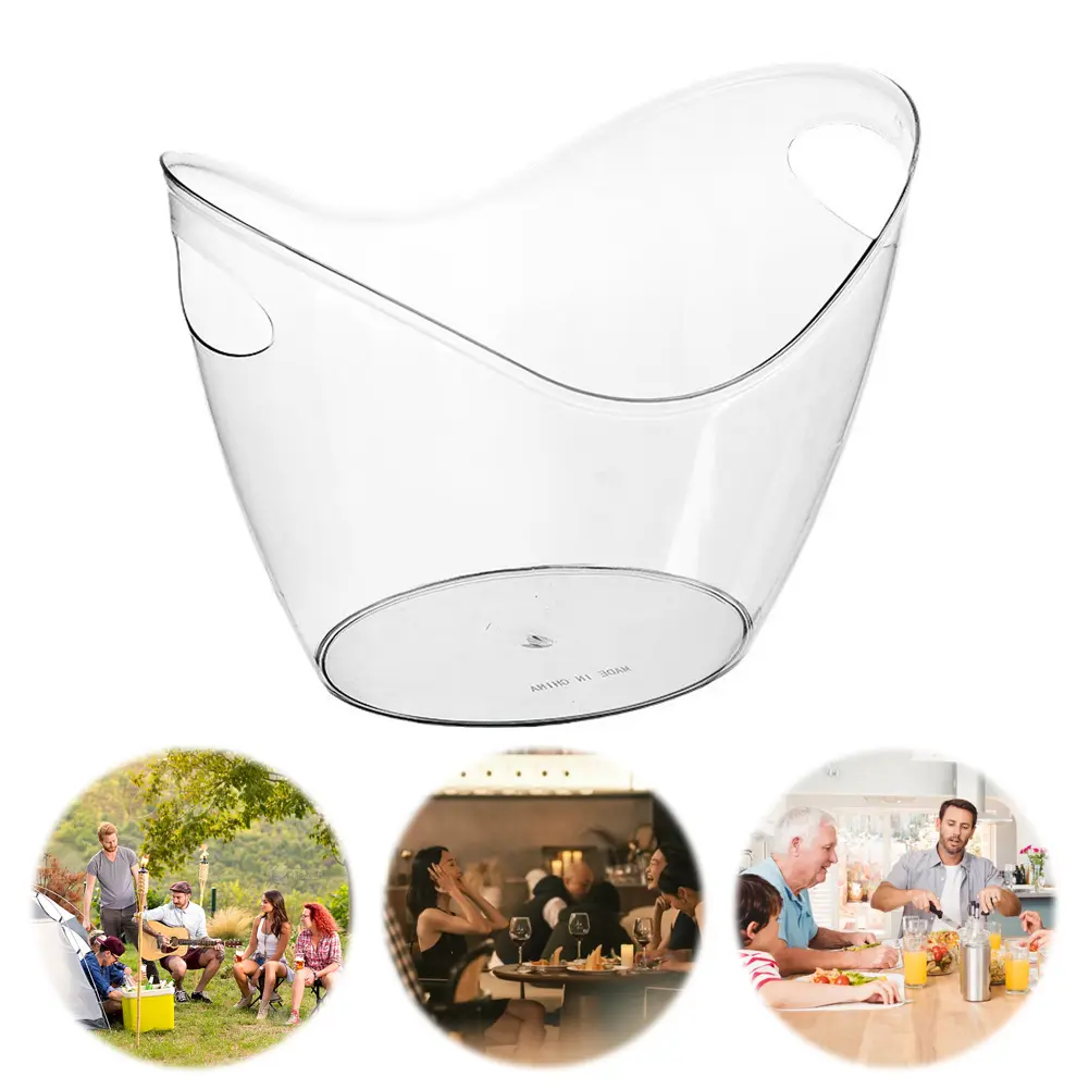 Drink Bucket 3.5Liter Ice Cube Container with Handle Ice Storage Tub for Wine Champagne Beer