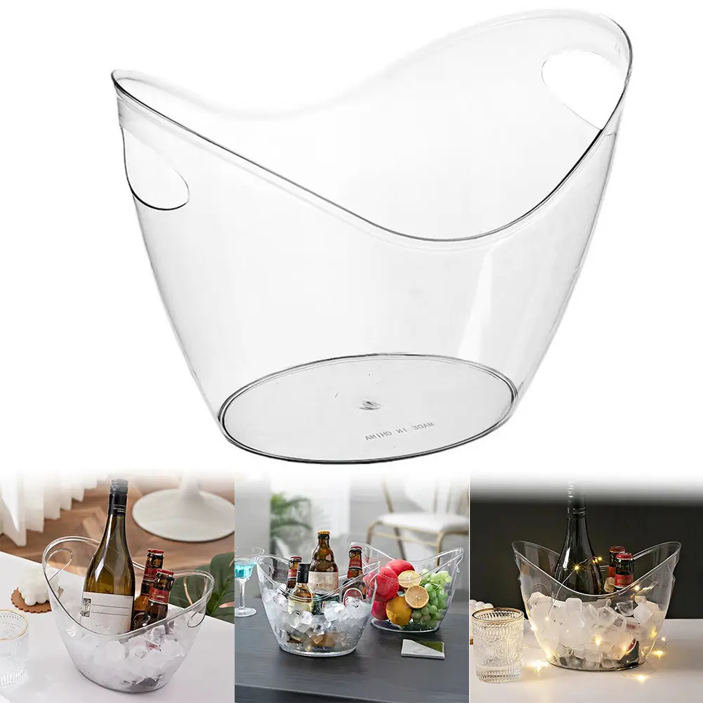 Drink Bucket 3.5Liter Ice Cube Container with Handle Ice Storage Tub for Wine Champagne Beer