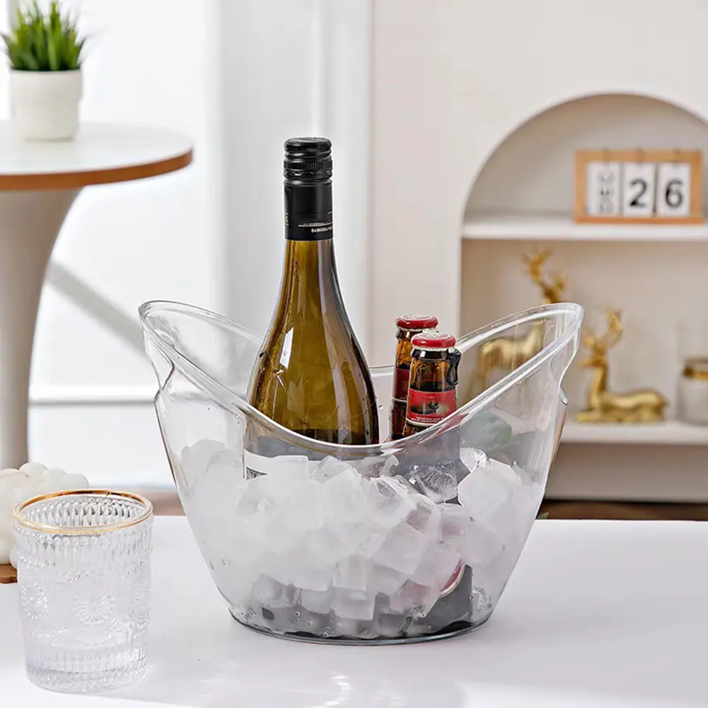 Drink Bucket 3.5Liter Ice Cube Container with Handle Ice Storage Tub for Wine Champagne Beer
