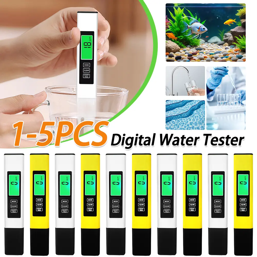 1-5PCS 4-in-1 Digital Water Quality Tester TDS Meter EC Meter & Temperature Meter for Drinking Water/Aquariums/Hydroponics/Pools