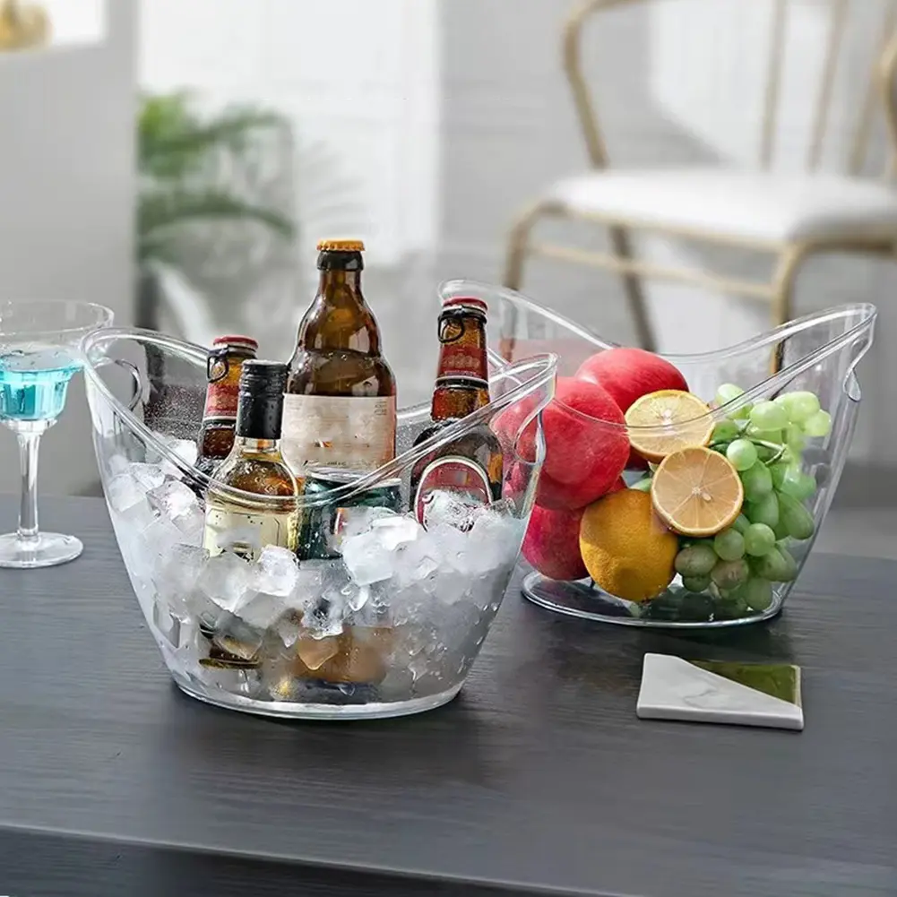 Drink Bucket 3.5Liter Ice Cube Container with Handle Ice Storage Tub for Wine Champagne Beer