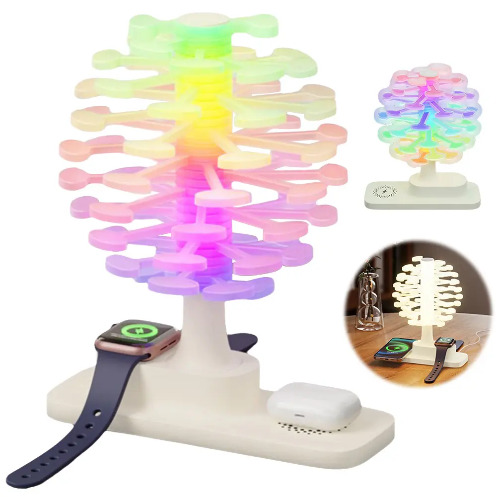 Modern Desk Lamp with Wireless Charging Stepless Dimming & 3 Color Temps Nightstand Light Nursery Lamp for Living Room Bedroom