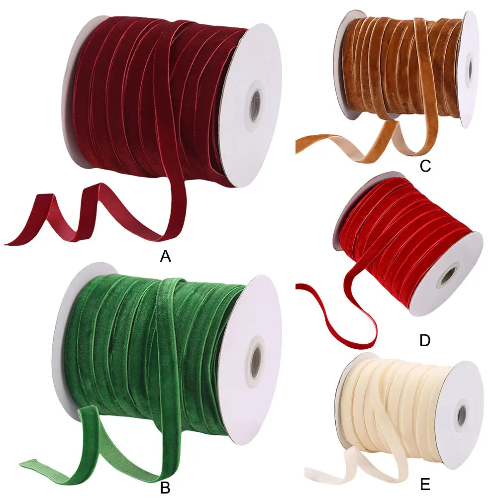 1-5PCS 50 Yards Velvet Ribbon Spool Single Face Ribbons Velvet Ribbon Velvet Christmas Ribbon for Gift Wrapping Bow Arts Crafts