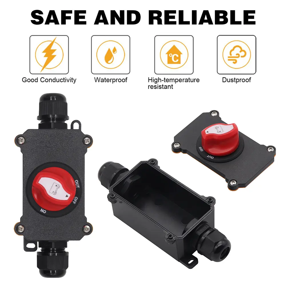 150A Battery Disconnect Switch IP66 Waterproof Universal Inline Cord Switch DC 32V On-Off Rocker Switch for Vehicle