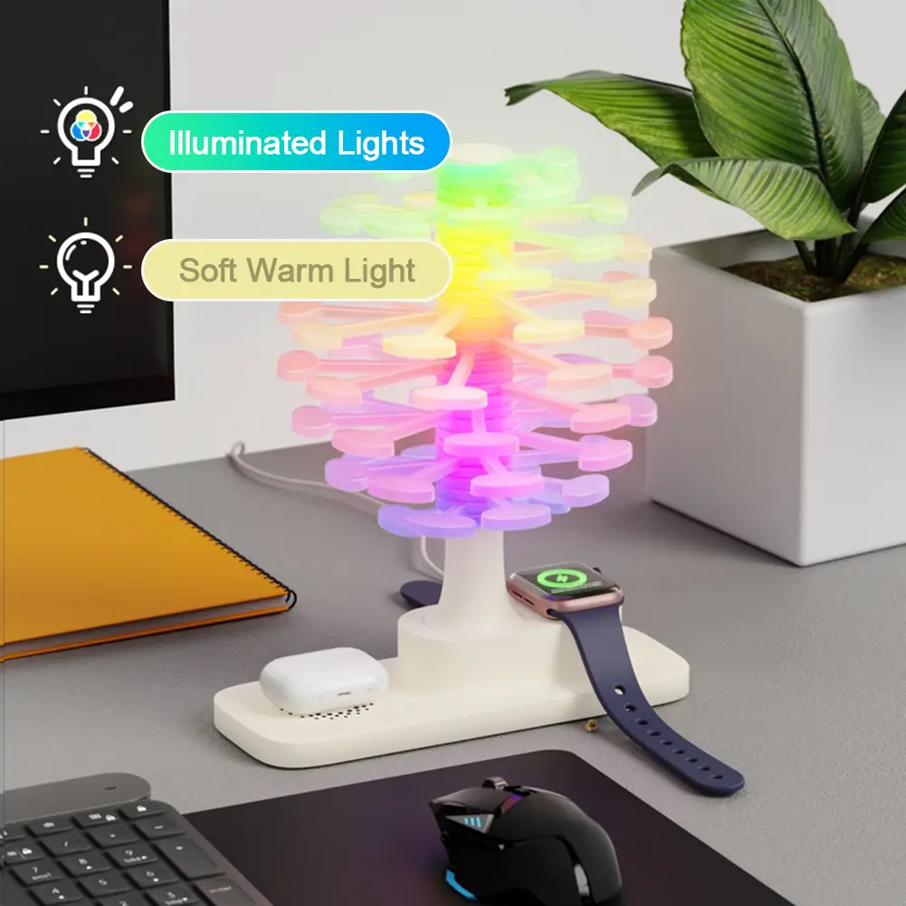 Modern Desk Lamp with Wireless Charging Stepless Dimming & 3 Color Temps Nightstand Light Nursery Lamp for Living Room Bedroom