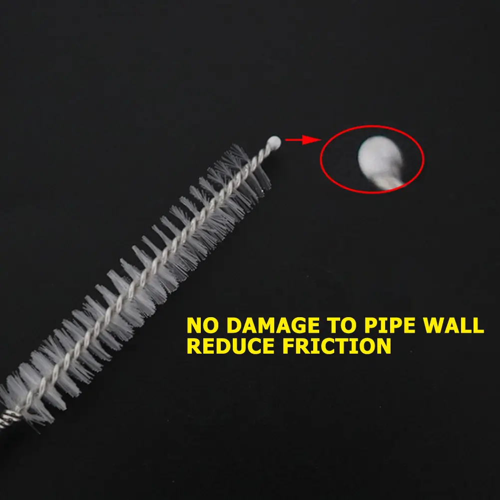 5-20PCS Reusable Pipe Tube Cleaner Stainless Steel Flexible Drain Brush Nylon Bristles Long Refrigerator Cleaning Brush