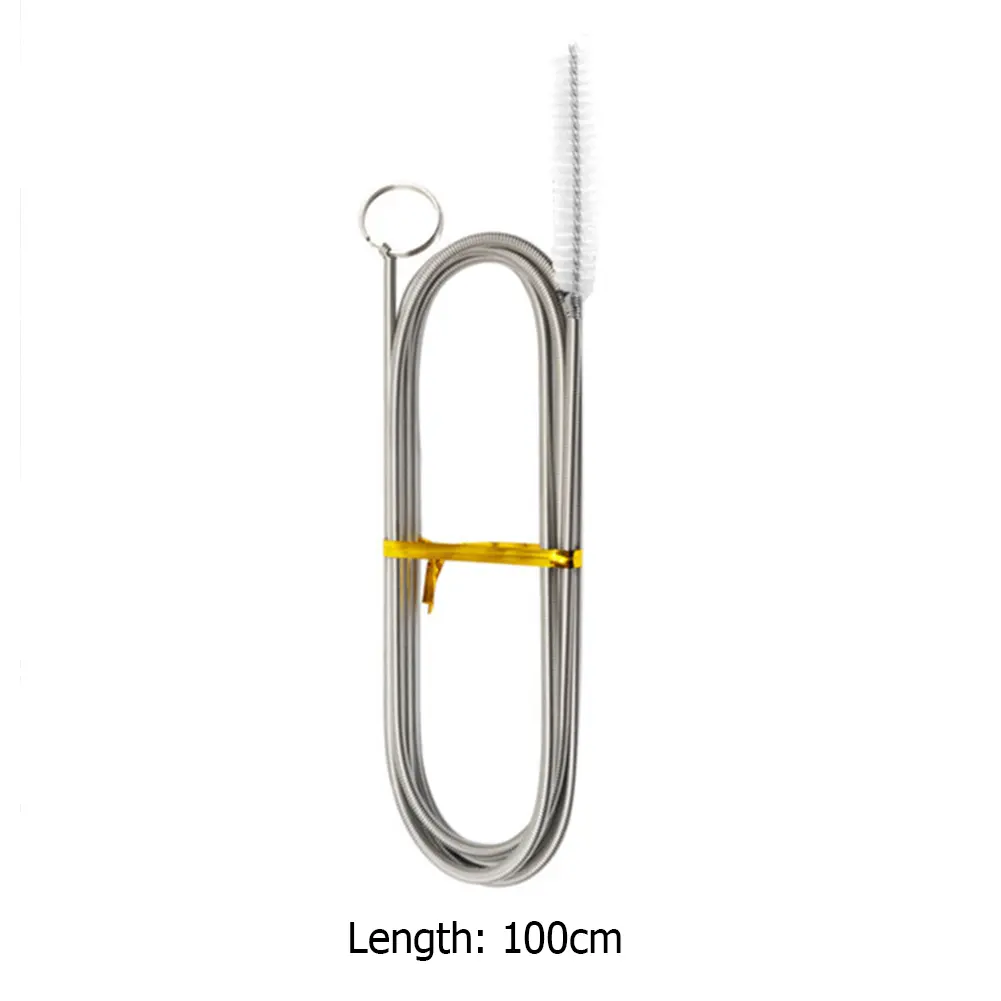 5-20PCS Reusable Pipe Tube Cleaner Stainless Steel Flexible Drain Brush Nylon Bristles Long Refrigerator Cleaning Brush