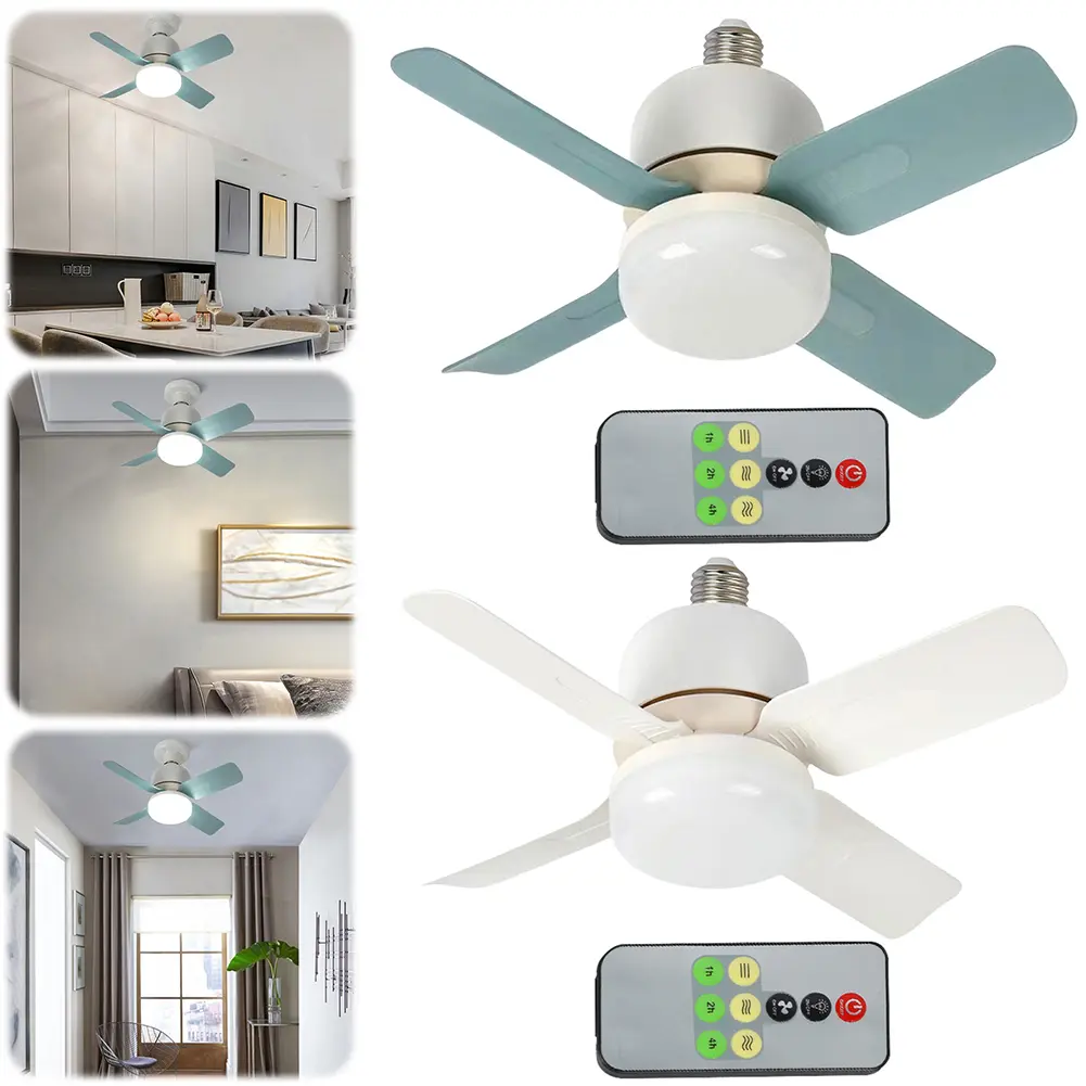 E27 Socket Ceiling Fans with Lights Dimmable 14W LED Small Ceiling Fan White Ceiling Fan for Bedroom Living Room Kitchen Balcony