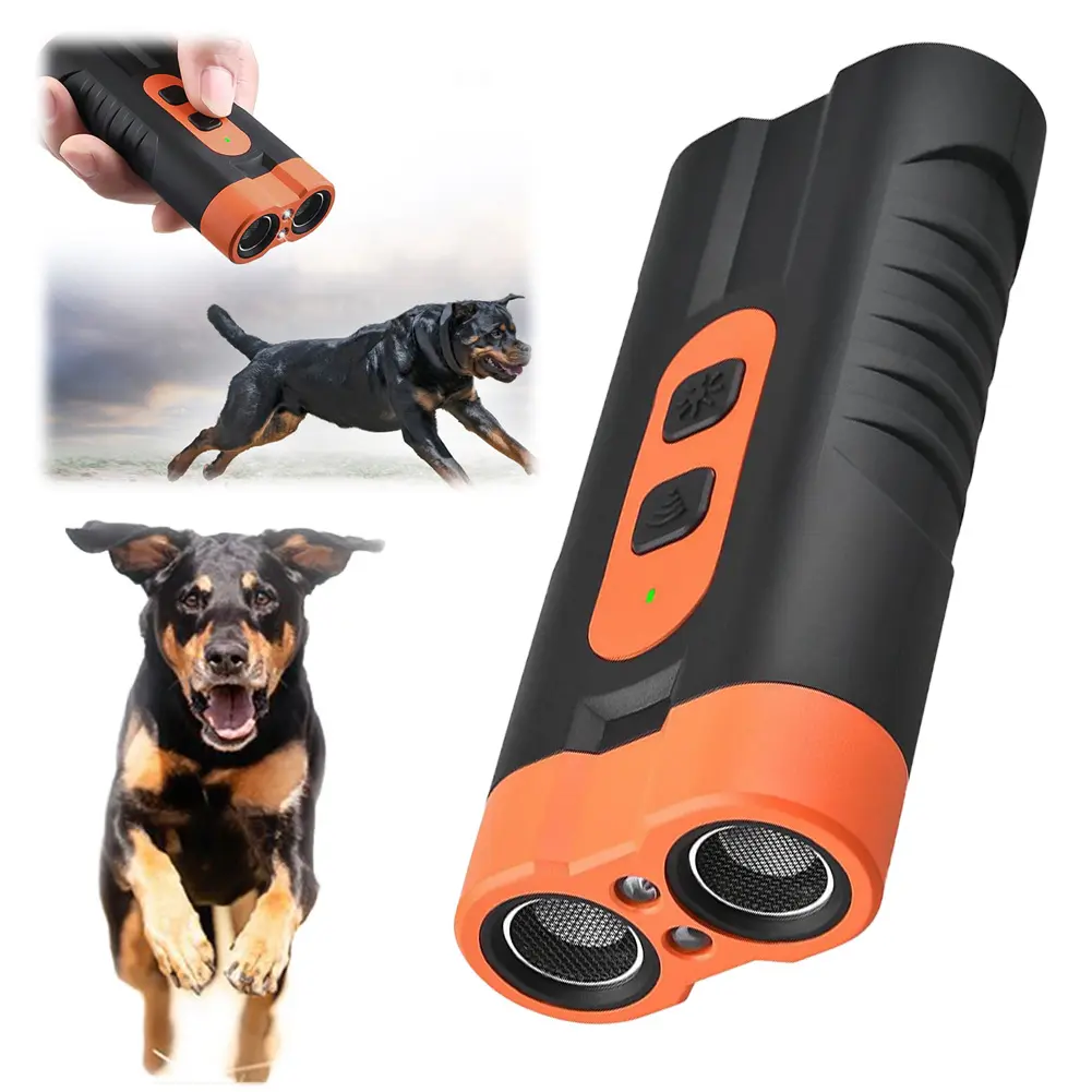 Ultrasonic Dog Repeller Rechargeable Dog Bark Deterrent Device with LED Flashlight Anti Barking Device Safe for Dogs
