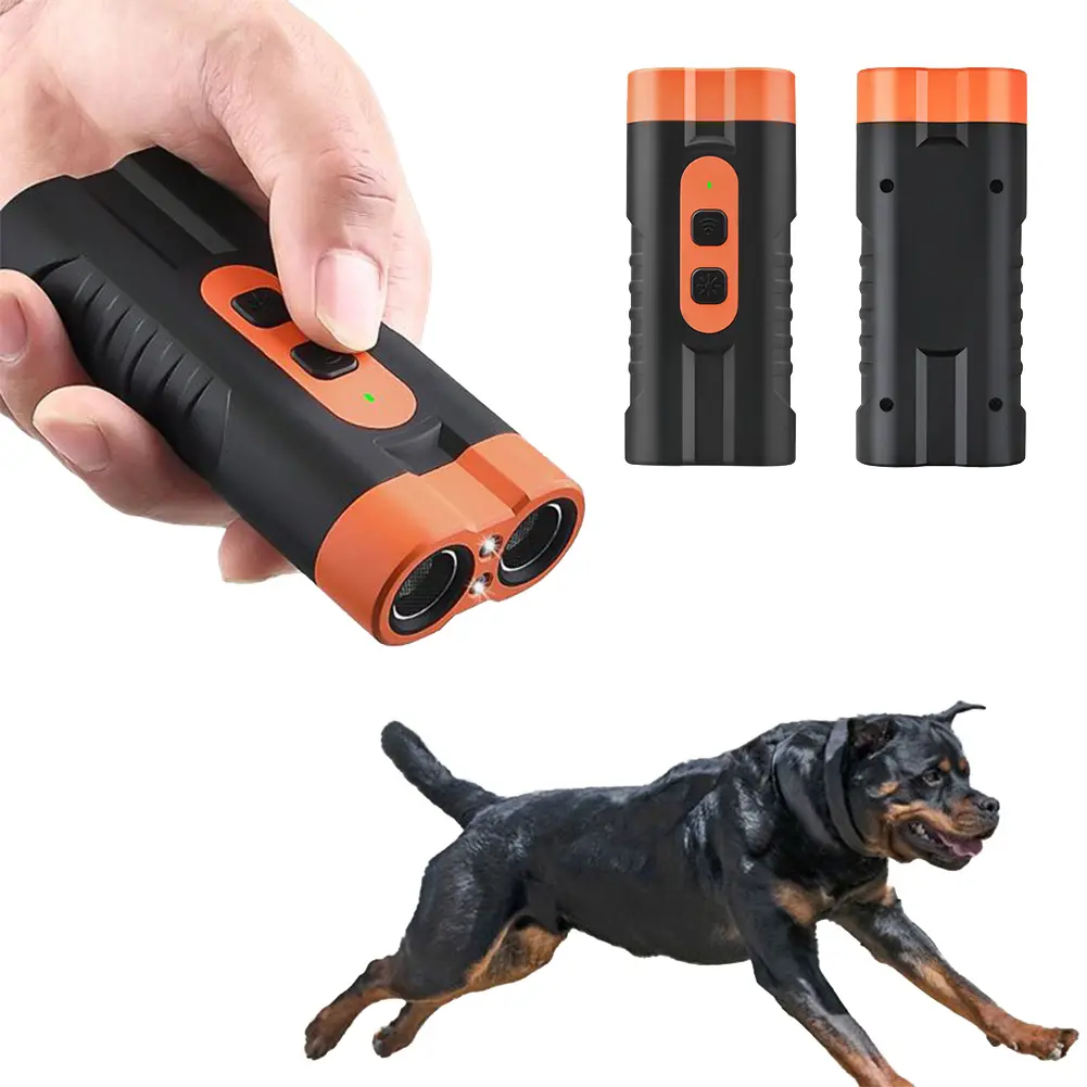 Ultrasonic Dog Repeller Rechargeable Dog Bark Deterrent Device with LED Flashlight Anti Barking Device Safe for Dogs