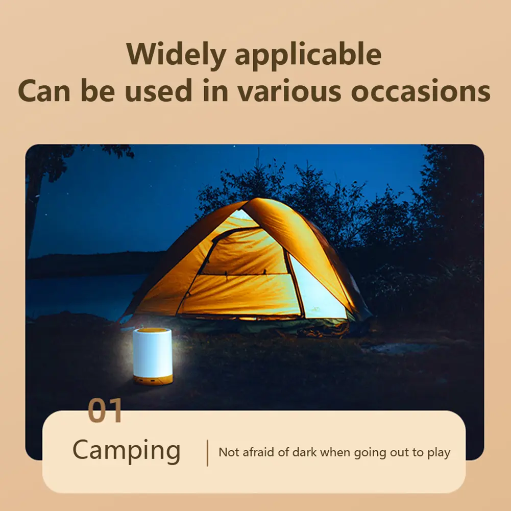 Simple Night Lamp with Timer Modern Decorative Light 1500mAh Desk Reading Light Touch Sensor for Bedroom Living Room