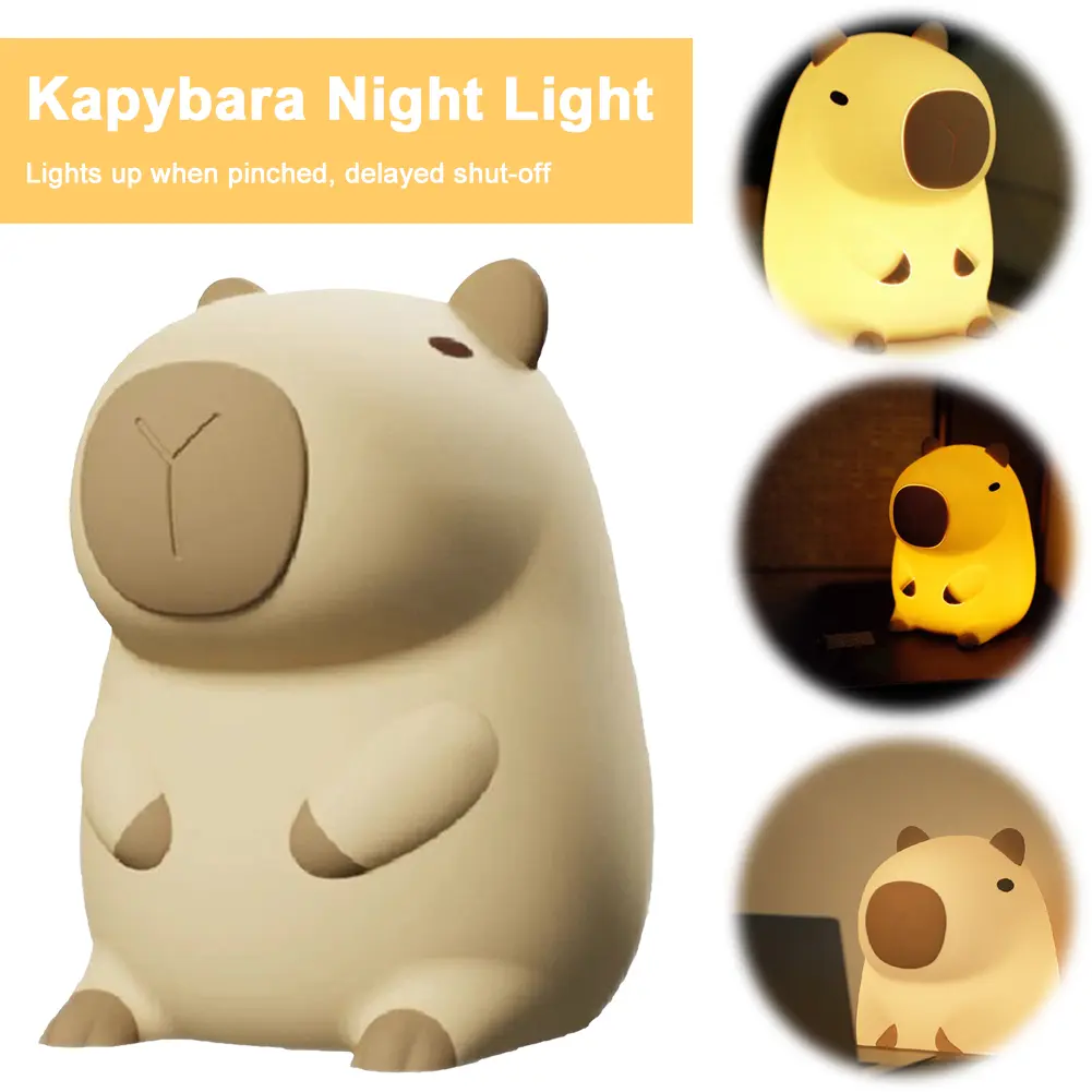 Capybara Night Light Cute Touch Lamp 2 Gear Dimmable Bedside Lamp USB Charging Nursery Nightlight for Home Bedroom Decor