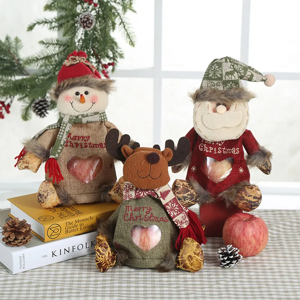 1-5PCS Christmas Apple Bag Reusable Christmas Gift Bag Christmas Eve Apple Storage Bag Doll Candy Bag Christmas Gift Doll Bags