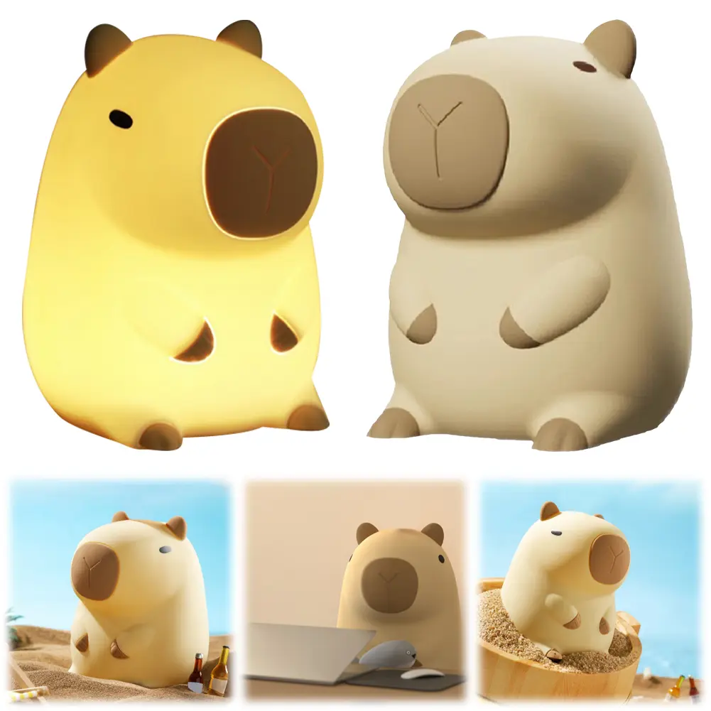 Capybara Night Light Cute Touch Lamp 2 Gear Dimmable Bedside Lamp USB Charging Nursery Nightlight for Home Bedroom Decor