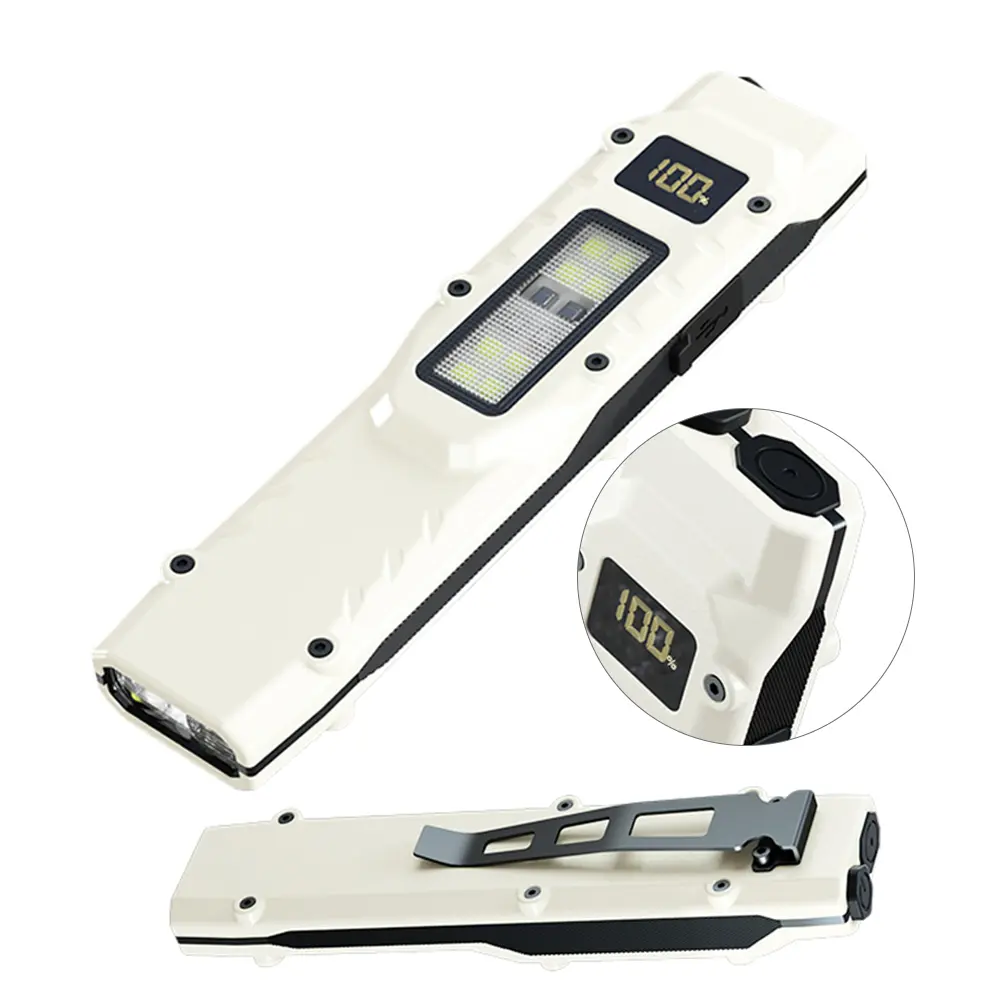 LED Ultra Slim Pocket Flashlight with Digital LED Display Lightweight Dual Switch Flashlight for Outdoor Home Emergencies
