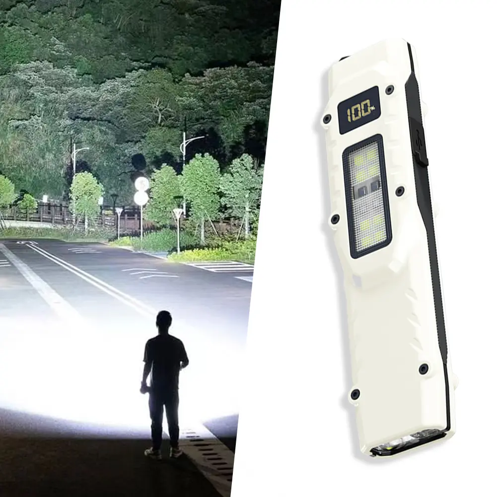 LED Ultra Slim Pocket Flashlight with Digital LED Display Lightweight Dual Switch Flashlight for Outdoor Home Emergencies