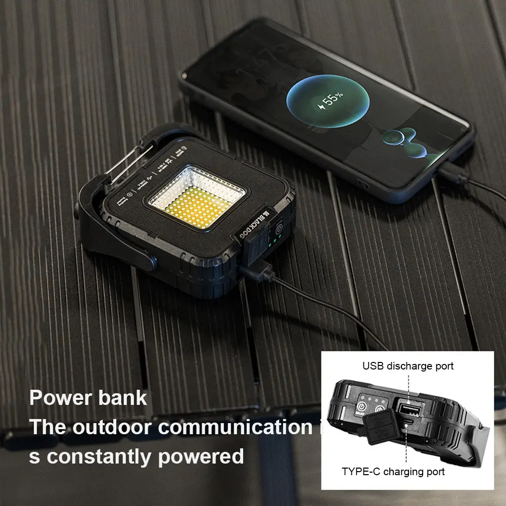 Portable Tent Lamp USB Charging Camping Flashlight IPX5 Waterproof Atmosphere Lantern 4-Level Stepless Dimming for Power Outages