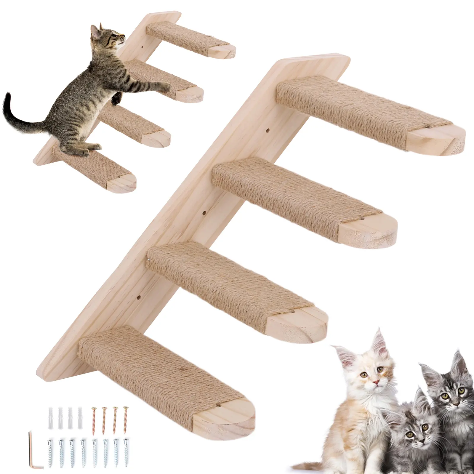 Cat Climbing Shelf Wooden Cat Wall Shelves Wall Mounted Cat Climbing Ladder for Cats Perch Shelves