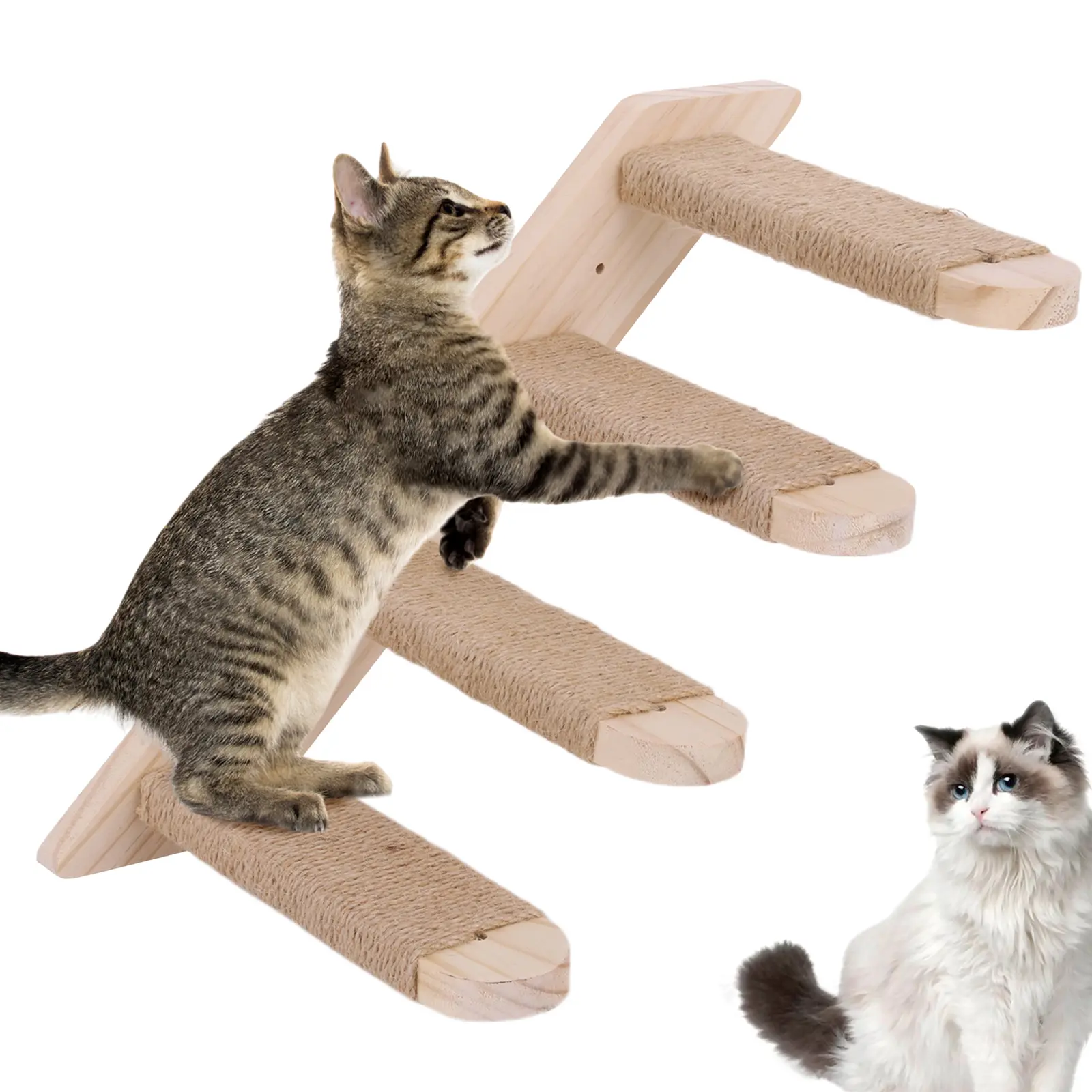 Cat Climbing Shelf Wooden Cat Wall Shelves Wall Mounted Cat Climbing Ladder for Cats Perch Shelves