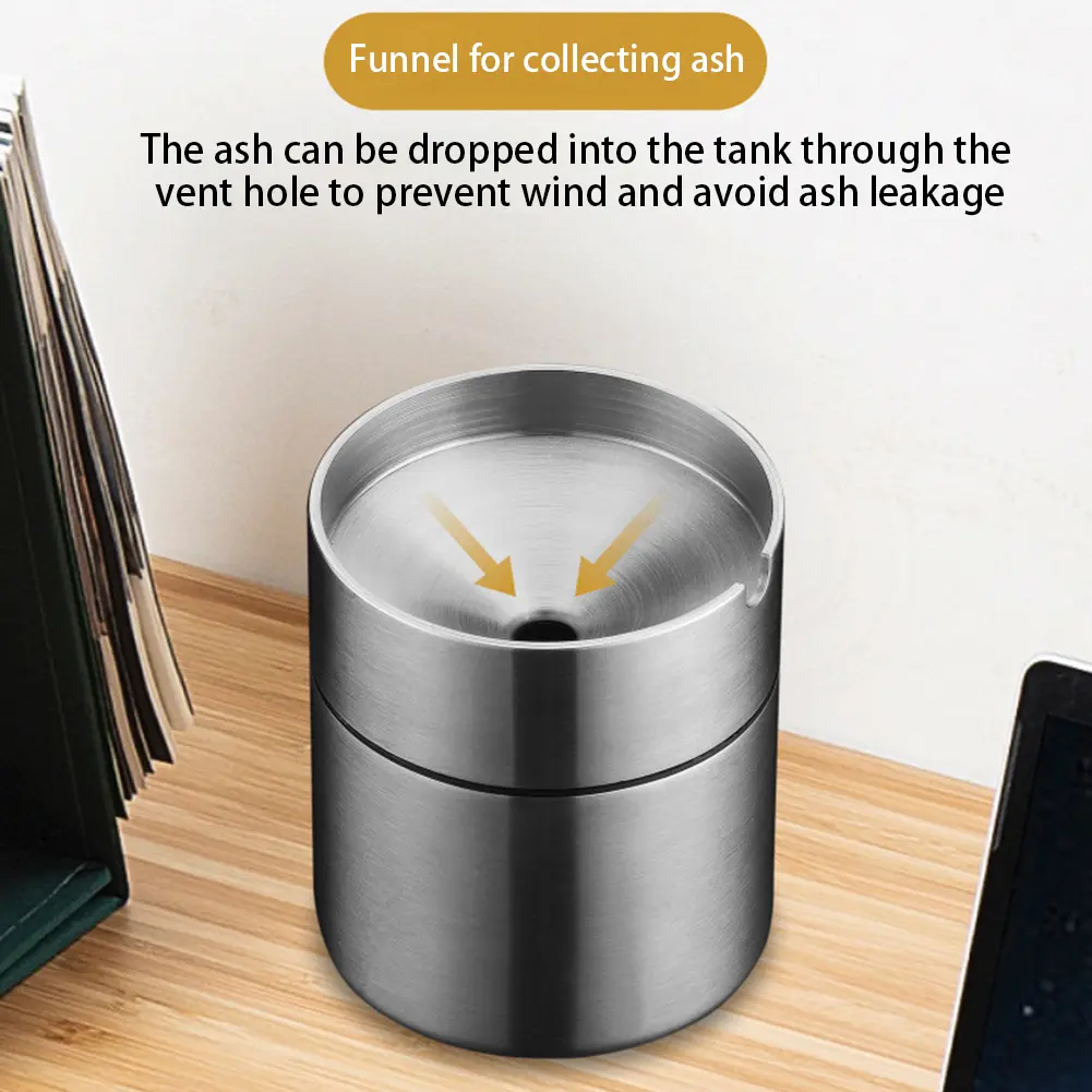 Car Ashtray with Lid Metal Auto Ashtray Smell Proof Cigarette Ashtray Stainless Steel Cigarette Ash Holder for Outdoor Travel